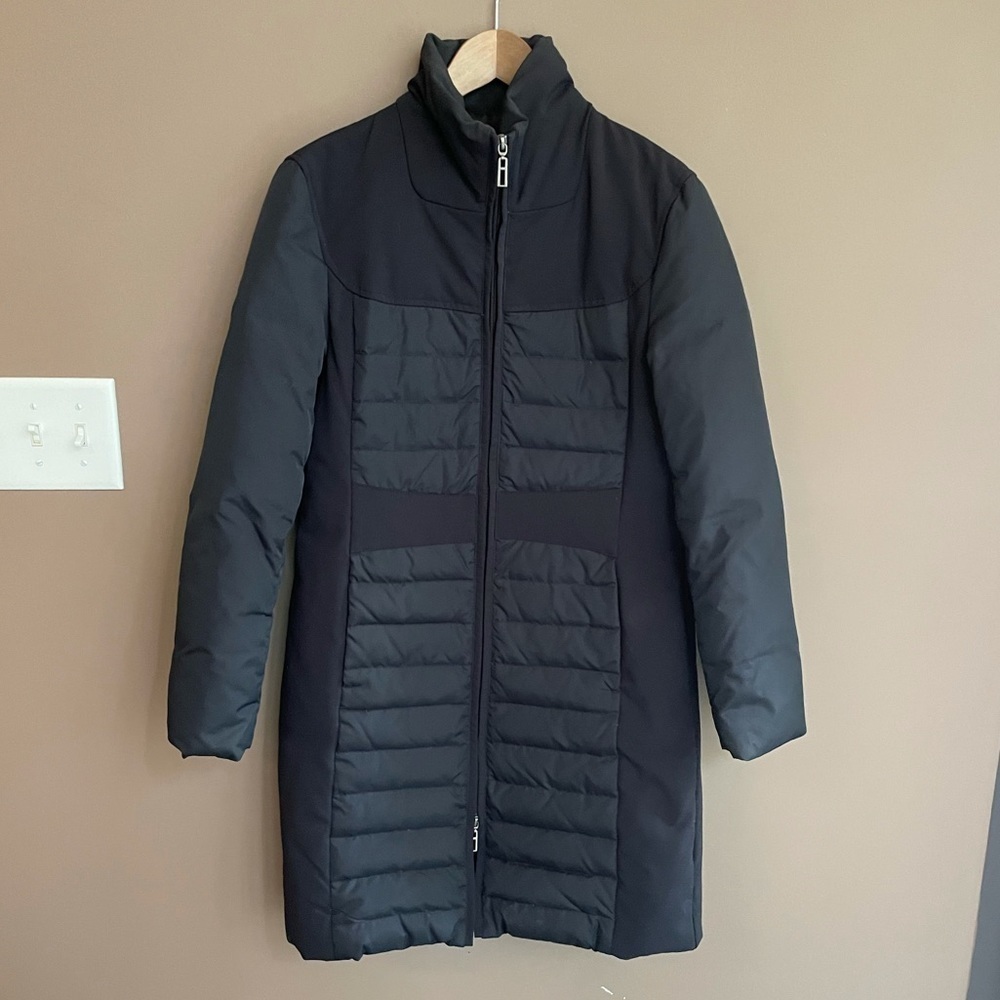 Via Spiga Long Goose Down Jacket Black Small